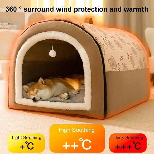 Warm Dog House with Detachable Washable Bed