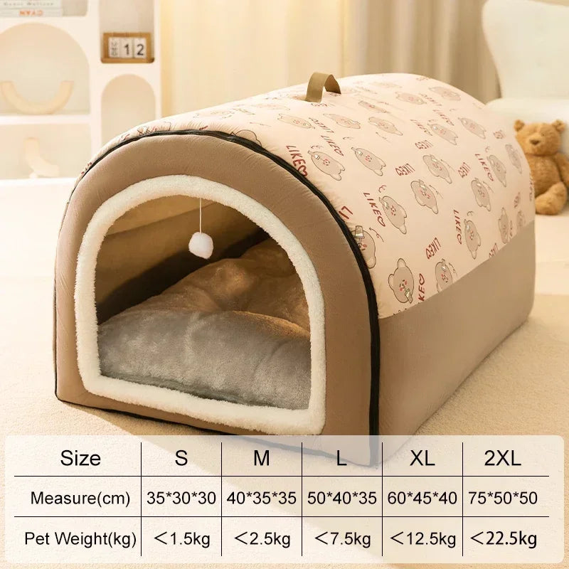 Warm Dog House with Detachable Washable Bed